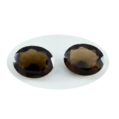 riyogems 1pc quartz fumé brun naturel à facettes 10x12 mm forme ovale qualité fantastique pierre précieuse en vrac