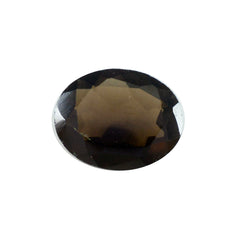 Riyogems 1 pièce de quartz fumé marron véritable à facettes 10x14mm de forme ovale, gemme de qualité surprenante