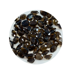 Riyogems, 1 pieza, cuarzo ahumado marrón natural facetado, 4x6mm, forma ovalada, gemas de excelente calidad