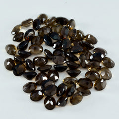 Riyogems 1pc quartz fumé brun naturel à facettes 4x6mm forme ovale pierres précieuses d'excellente qualité