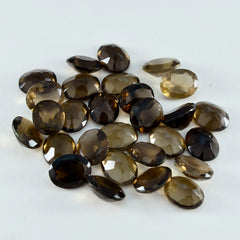 Riyogems 1PC Real Brown Smoky Quartz Faceted 5x7 mm Oval Shape pretty Quality Stone