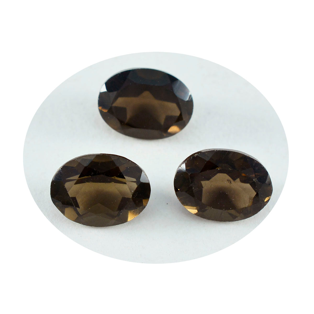 Riyogems 1pc quartz fumé brun naturel à facettes 7x9mm forme ovale belle qualité gemme en vrac