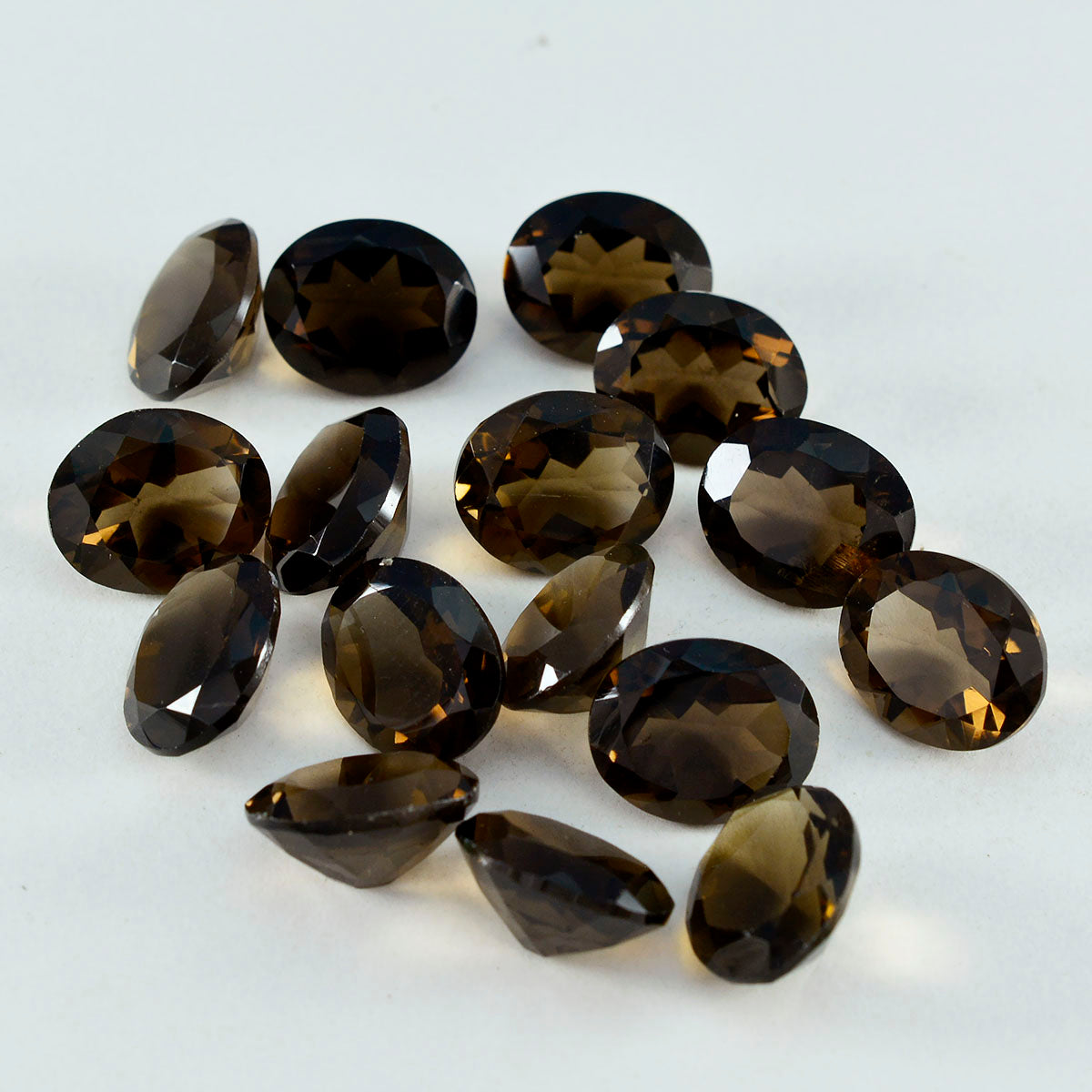 Riyogems 1pc quartz fumé brun naturel à facettes 7x9mm forme ovale belle qualité gemme en vrac