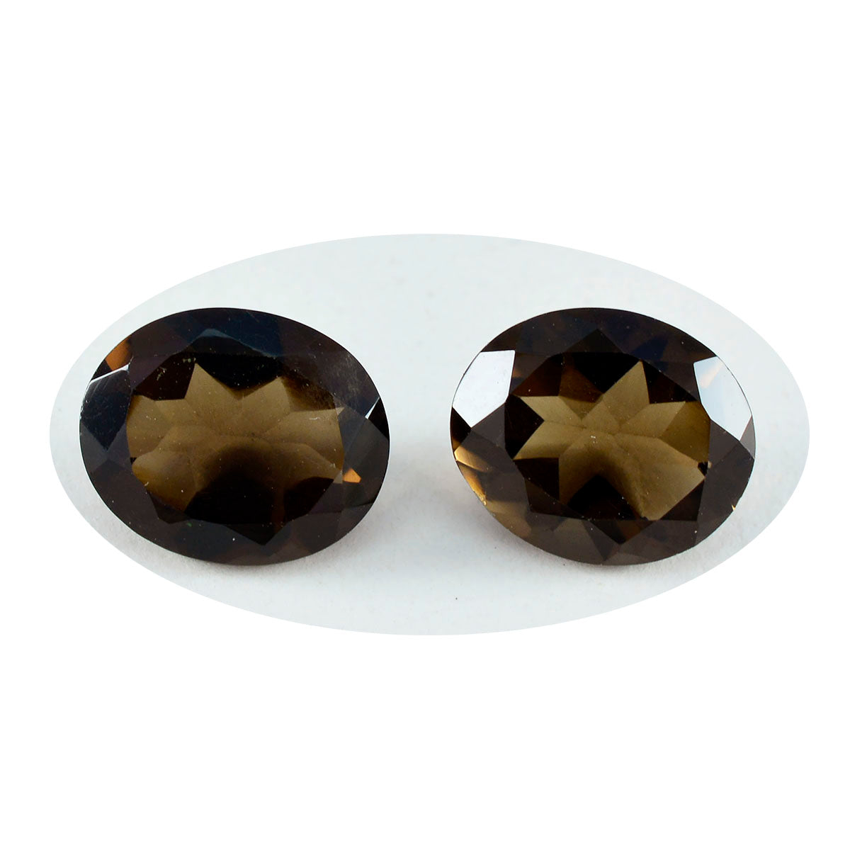 Riyogems 1 pièce de quartz fumé marron véritable à facettes 8x10mm forme ovale belles pierres précieuses en vrac de qualité