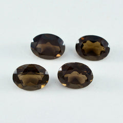 Riyogems 1pc véritable quartz fumé brun à facettes 9x11mm forme ovale grande qualité pierre en vrac