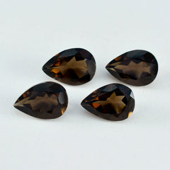 Riyogems 1 pièce de quartz fumé marron véritable à facettes 10x14mm en forme de poire, pierres précieuses de qualité aa