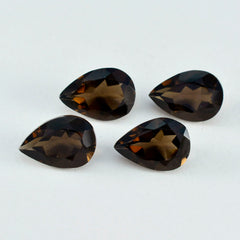 Riyogems 1PC Real Brown Smoky Quartz Faceted 10x14 mm Pear Shape AA Quality Gems