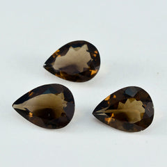 Riyogems 1PC Genuine Brown Smoky Quartz Faceted 12x16 mm Pear Shape AAA Quality Stone