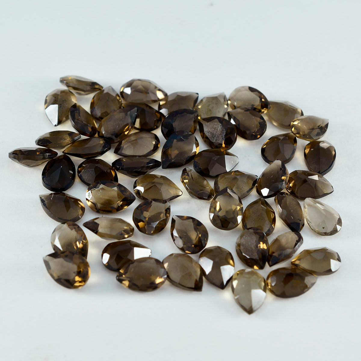 Riyogems 1pc véritable quartz fumé brun à facettes 5x7mm forme de poire qualité impressionnante gemme en vrac
