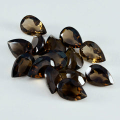 Riyogems 1PC Natural Brown Smoky Quartz Faceted 6x9 mm Pear Shape beauty Quality Loose Gems