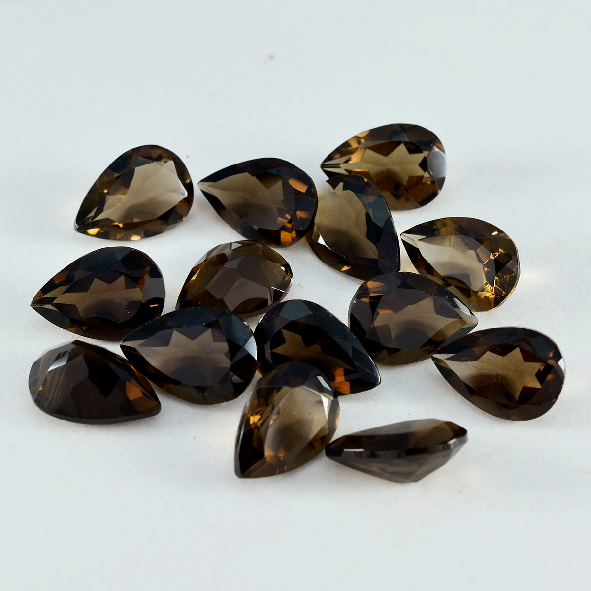 Riyogems, 1 pieza, cuarzo ahumado marrón real facetado, 7x10mm, forma de pera, piedra suelta de increíble calidad