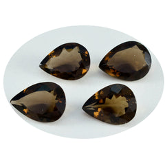 Riyogems 1PC Genuine Brown Smoky Quartz Faceted 8x12 mm Pear Shape cute Quality Loose Gemstone