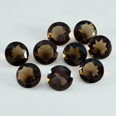 Riyogems 1pc quartz fumé brun naturel à facettes 11x11mm forme ronde belle qualité gemme en vrac