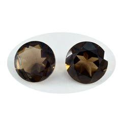 Riyogems 1 Stück echter brauner Rauchquarz, facettiert, 12 x 12 mm, runde Form, schön aussehende, hochwertige lose Edelsteine