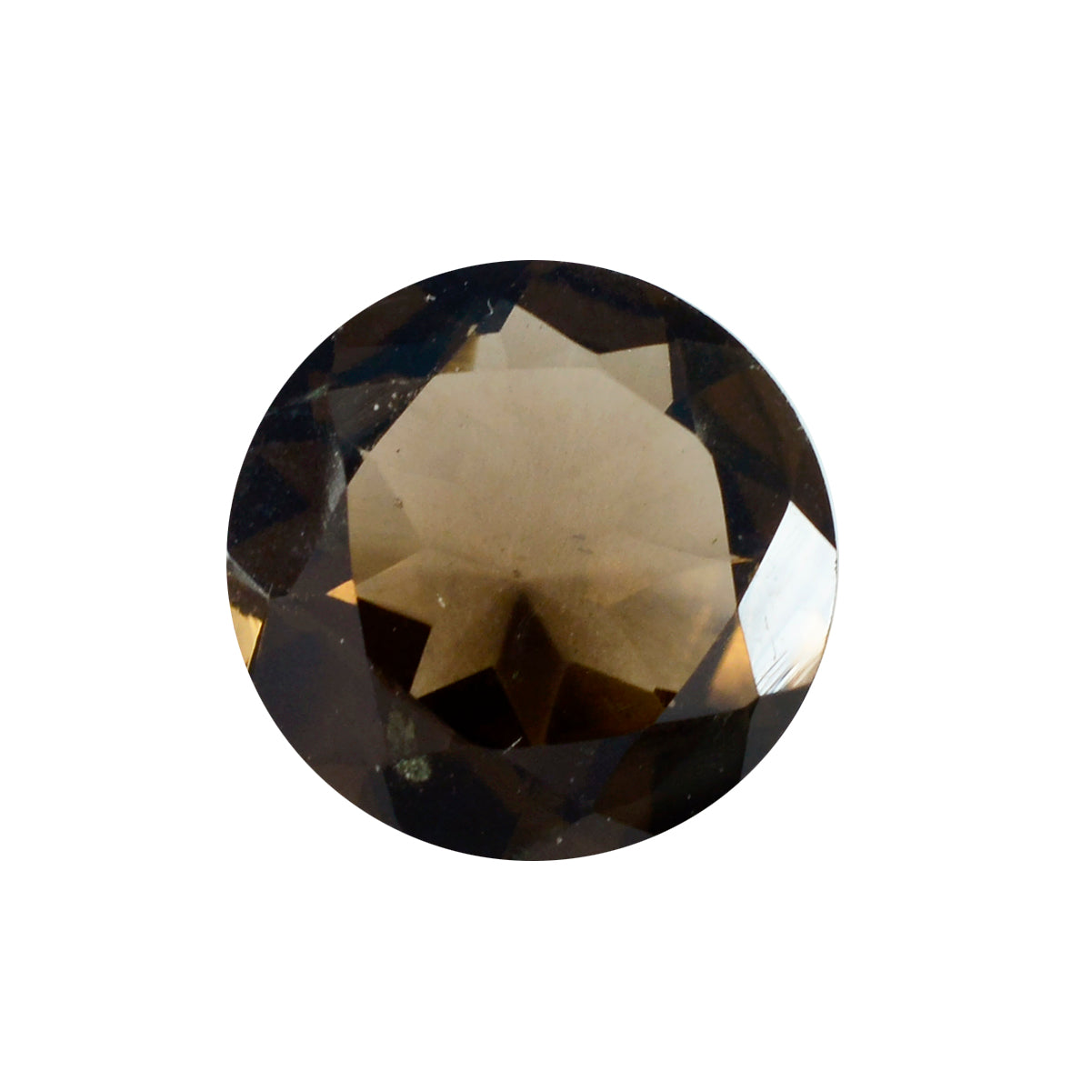 Riyogems 1pc véritable quartz fumé brun à facettes 13x13mm forme ronde excellente qualité pierre en vrac