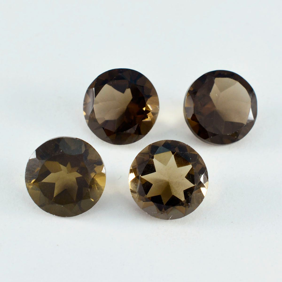 Riyogems 1PC Natural Brown Smoky Quartz Faceted 14x14 mm Round Shape pretty Quality Loose Gemstone