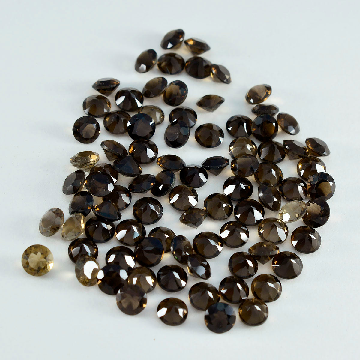 Riyogems 1PC Genuine Brown Smoky Quartz Faceted 4x4 mm Round Shape A1 Quality Loose Gems