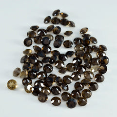 riyogems 1pc genuine brown smoky quartz faceted 4x4 mm round shape a1 quality loose gems