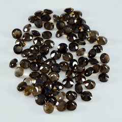 Riyogems 1pc quartz fumé brun naturel à facettes 5x5mm forme ronde bonne qualité pierre en vrac