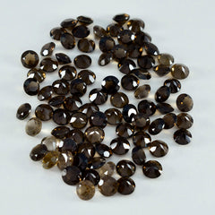 Riyogems 1PC Natural Brown Smoky Quartz Faceted 5x5 mm Round Shape Good Quality Loose Stone