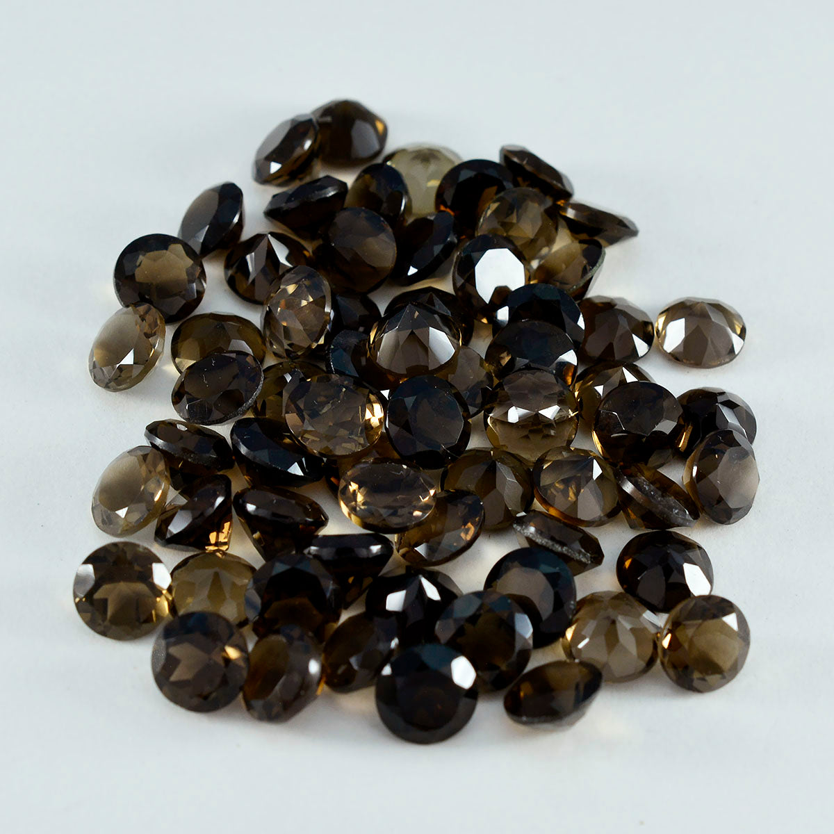 Riyogems 1PC Genuine Brown Smoky Quartz Faceted 7x7 mm Round Shape beautiful Quality Gem