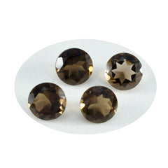 Riyogems 1PC Natural Brown Smoky Quartz Faceted 8x8 mm Round Shape attractive Quality Gems