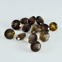 Riyogems 1pc quartz fumé brun naturel à facettes 8x8mm forme ronde pierres précieuses de qualité attrayante