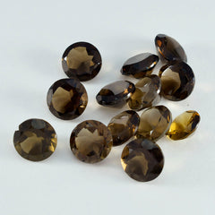 Riyogems 1PC Real Brown Smoky Quartz Faceted 9x9 mm Round Shape pretty Quality Stone