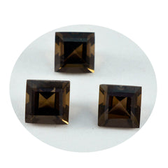 Riyogems 1PC natuurlijk bruin rookkwarts gefacetteerd 10x10 mm vierkante vorm uitstekende kwaliteit edelsteen