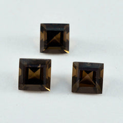riyogems 1шт натуральный коричневый дымчатый кварц ограненный 10x10 мм квадратной формы драгоценный камень превосходного качества
