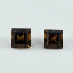 Riyogems, 1 pieza, cuarzo ahumado marrón real facetado, 11x11mm, forma cuadrada, gemas de calidad increíble