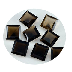 Riyogems 1PC Natural Brown Smoky Quartz Faceted 13x13 mm Square Shape amazing Quality Gemstone