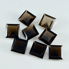 riyogems 1 pieza de cuarzo ahumado marrón natural facetado 13x13 mm forma cuadrada piedra preciosa de increíble calidad