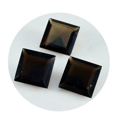 Riyogems, 1 pieza, cuarzo ahumado marrón auténtico facetado, 15x15mm, forma cuadrada, gemas sueltas de calidad
