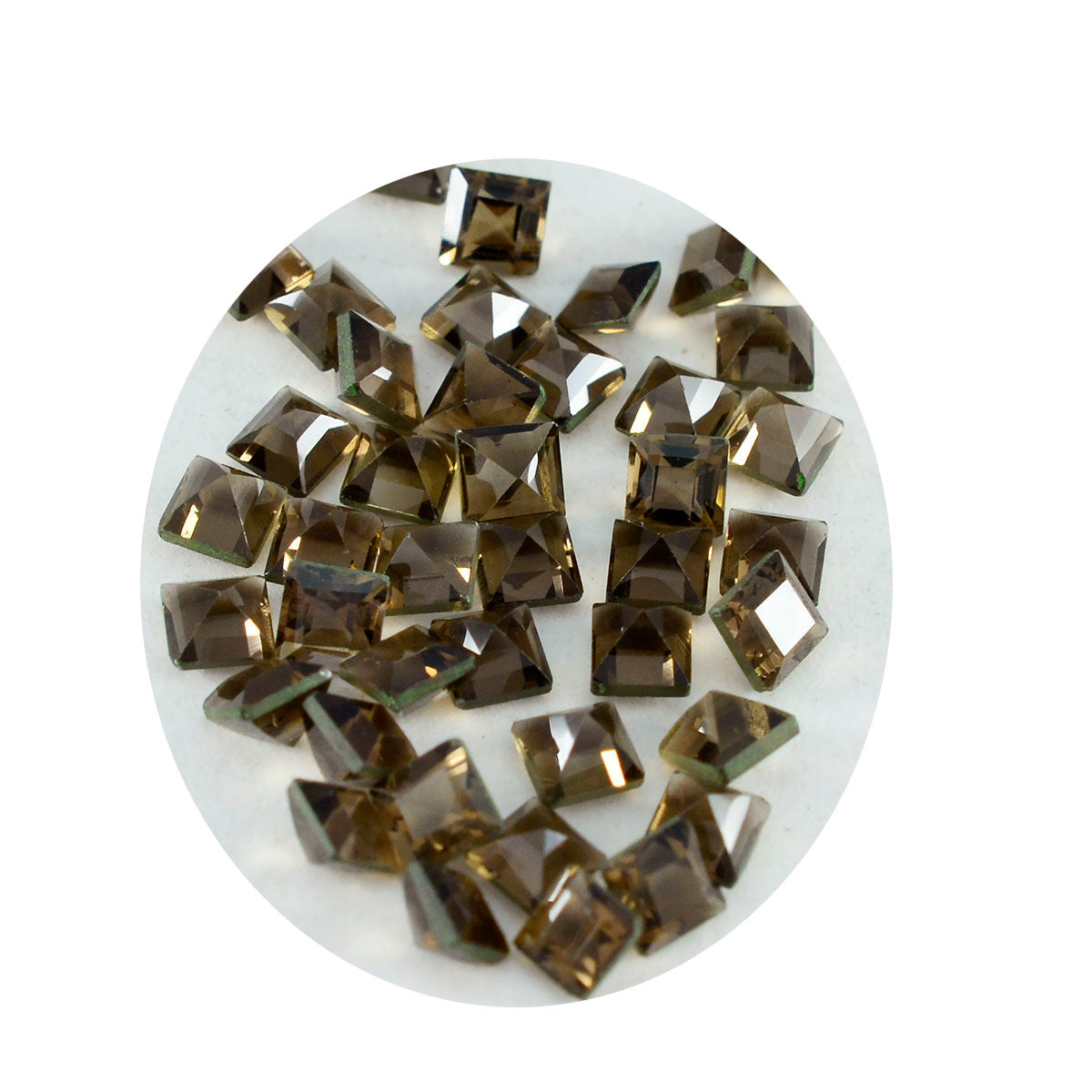 riyogems 1 st naturlig brun rökkvarts fasetterad 3x3 mm fyrkantig form stilig kvalitetssten