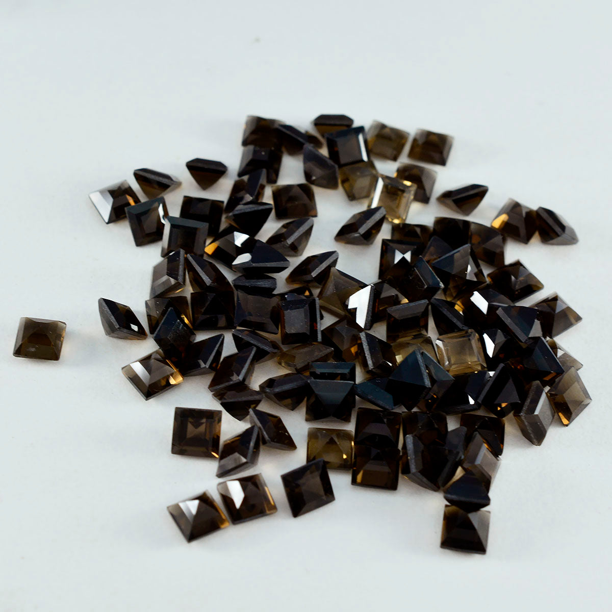 riyogems 1 ピース リアル ブラウン スモーキー クォーツ ファセット 5x5 mm 正方形の形状の素晴らしい品質の宝石