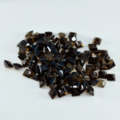 riyogems 1pc 本物のブラウン スモーキー クォーツ ファセット 6x6 mm 正方形の形状の素晴らしい品質のルース宝石