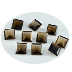 Riyogems, 1 pieza, cuarzo ahumado marrón natural facetado, 7x7mm, forma cuadrada, gemas sueltas de calidad sorprendente