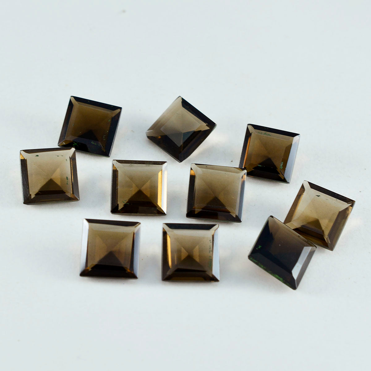Riyogems, 1 pieza, cuarzo ahumado marrón natural facetado, 7x7mm, forma cuadrada, gemas sueltas de calidad sorprendente