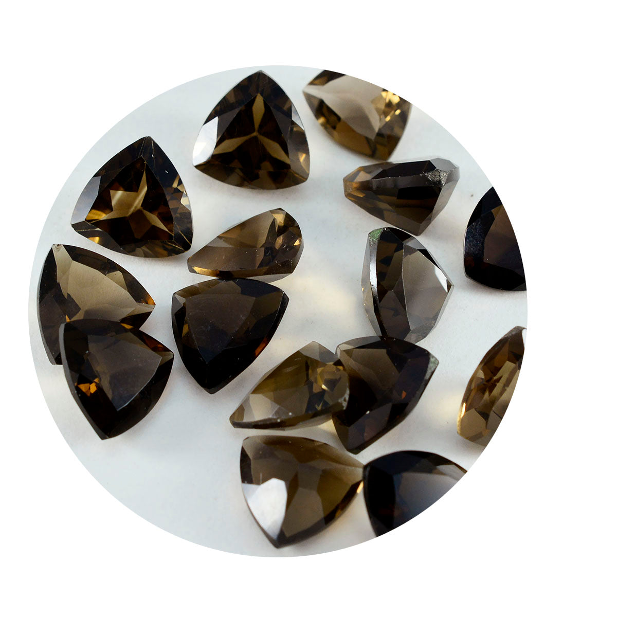 Riyogems 1 pieza de cuarzo ahumado marrón natural facetado 7x7 mm forma de billón a+1 gemas de calidad