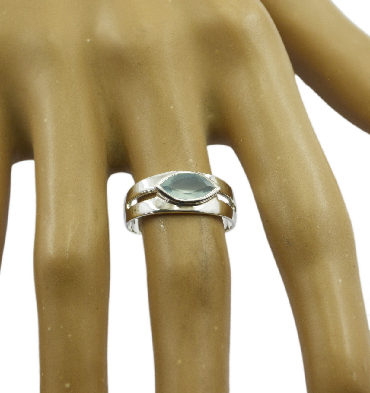 Seductive Gemstones Aqua Chalcedony Solid Silver Rings Green Jewelry