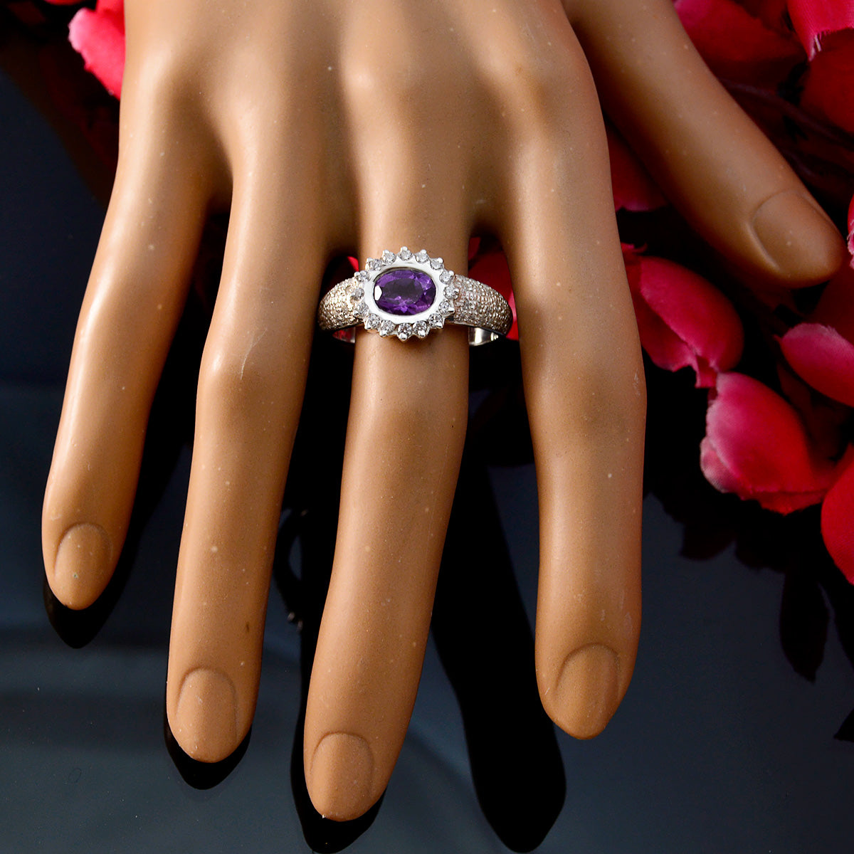 Seductive Stone Amethyst Sterling Silver Ring Frinendship Day Gift