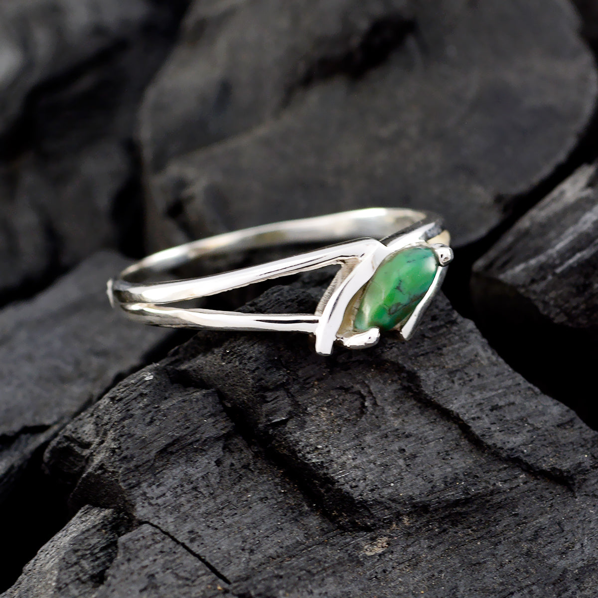 Seemly Gem Malachite Sterling Silver Ring Alcoholics Anonymous Jewelry