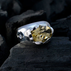 Splendiferous Gems Citrine Solid Silver Rings Roman Glass Jewelry