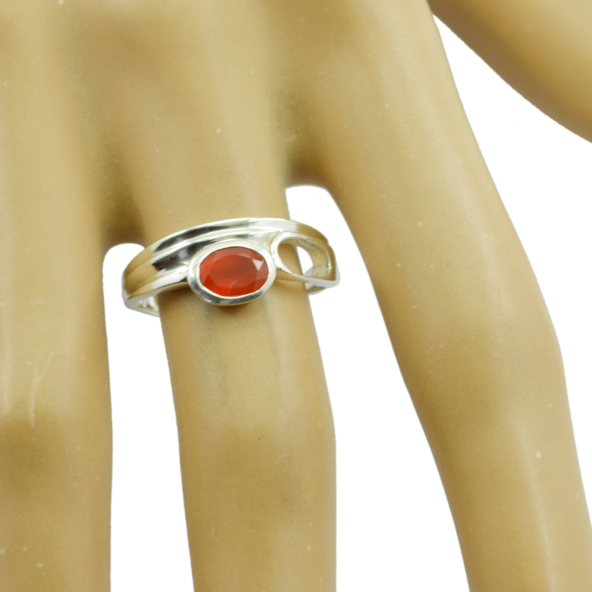 Statuesque Gemstone Red Onyx 925 Sterling Silver Ring Hiphop Jewelry