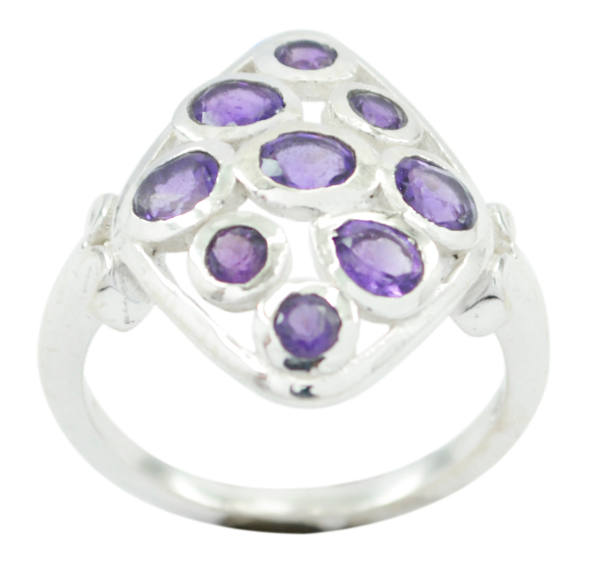 Statuesque Gemstones Amethyst 925 Sterling Silver Rings Crown Jewelry
