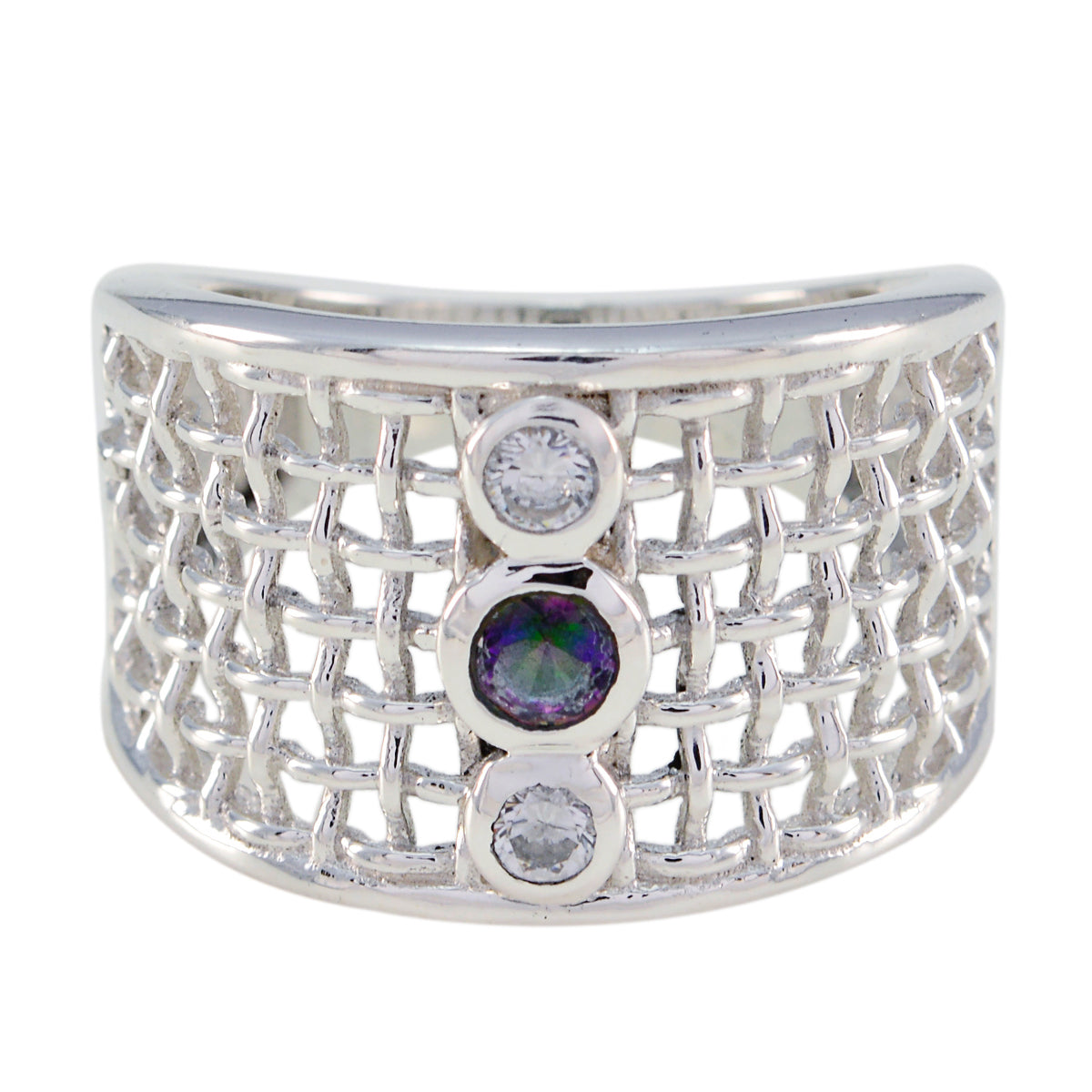 Sublime Gemstones Multi Stone Sterling Silver Ring Bridal Jewelry