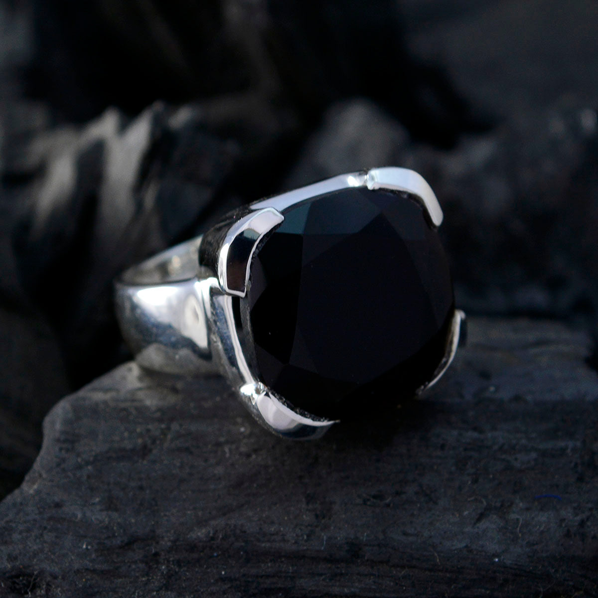 Sublime Stone Black Onyx Sterling Silver Ring Jewellery Or Jewelry