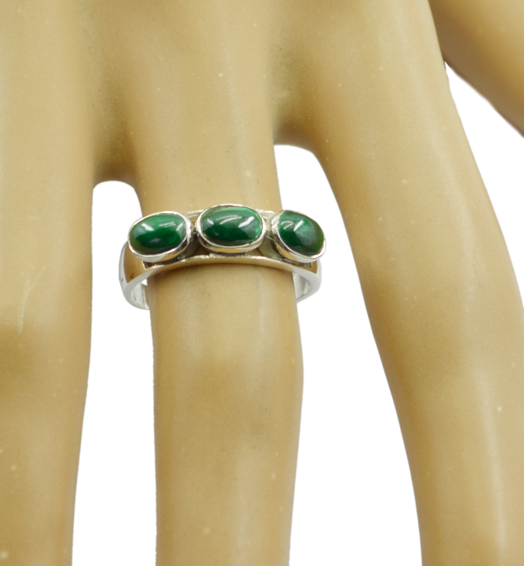 Sublime Stone Malachite 925 Sterling Silver Rings Abalone Jewelry