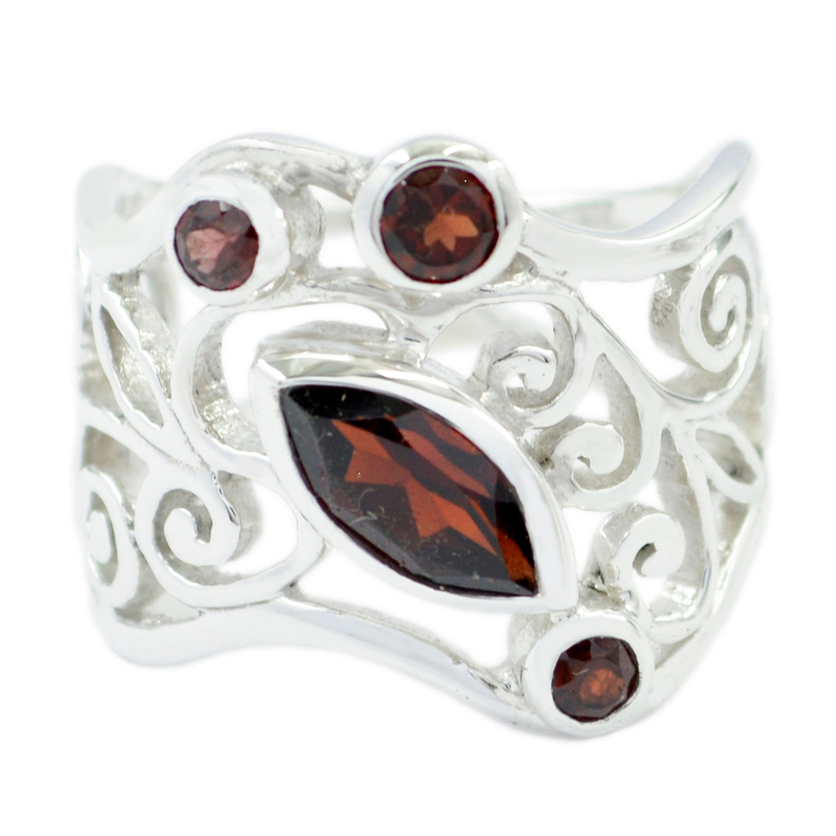 Superb Stone Garnet Sterling Silver Rings December Birthstone Jewelry